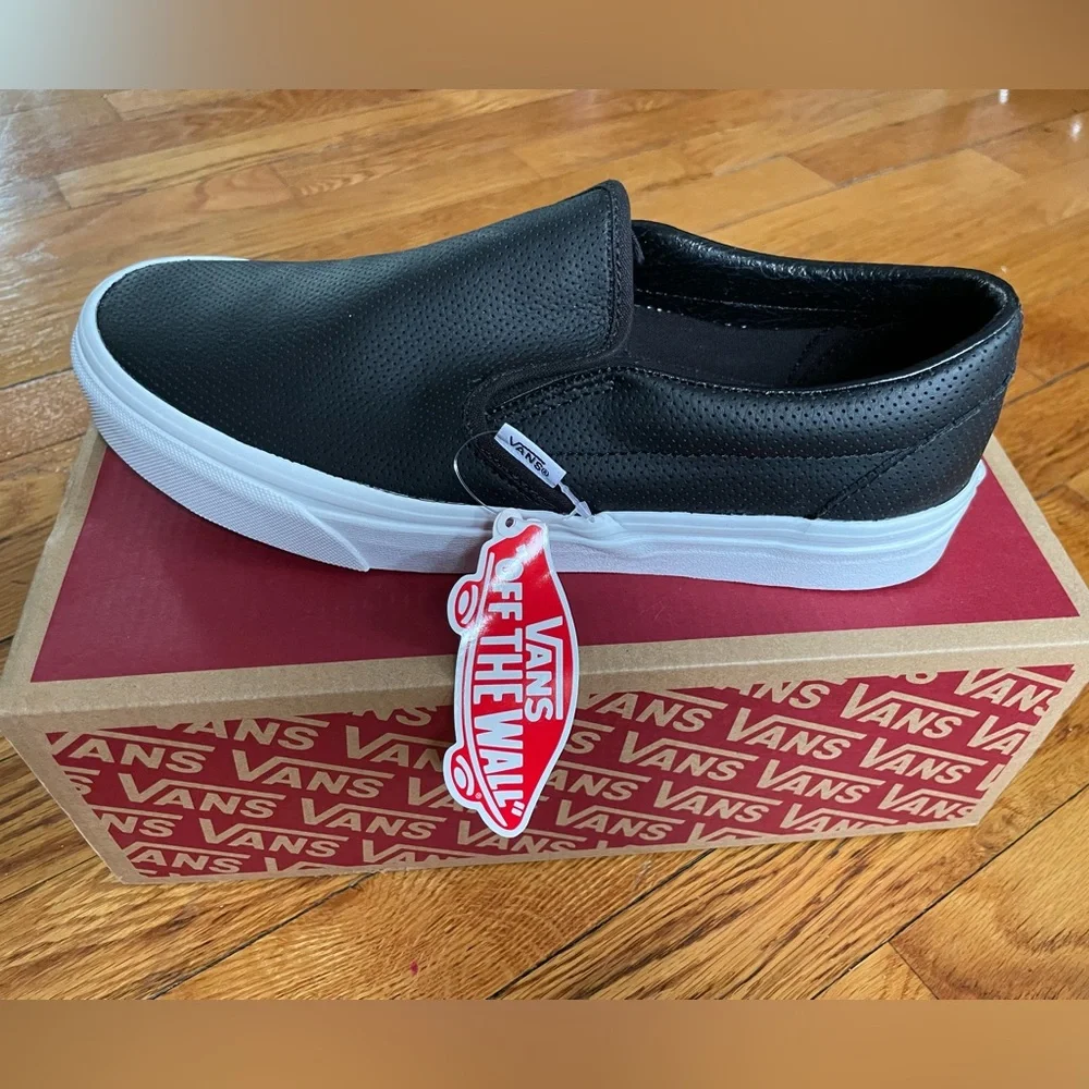 Vans Black Leather Classic Slip-On - Picture 7 of 8